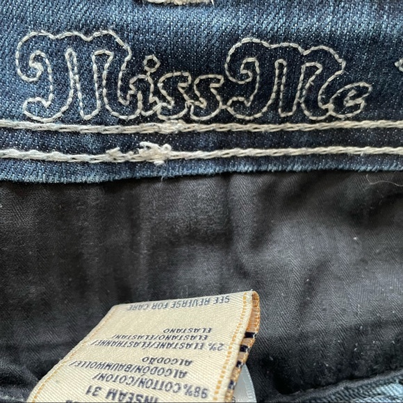 Miss Me Skinny Jeans Embellished Bling Flap Pockets Buckle 26 - Picture 7 of 9